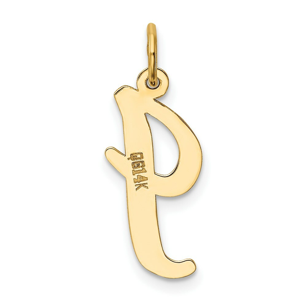 14K Yellow Gold Large Script Initial Letter I Charm Pendant
