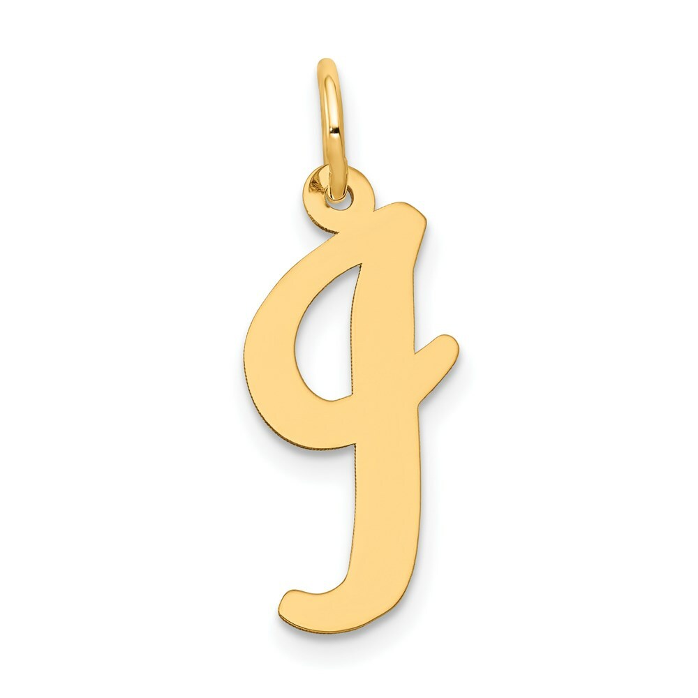 14K Yellow Gold Large Script Initial Letter I Charm Pendant
