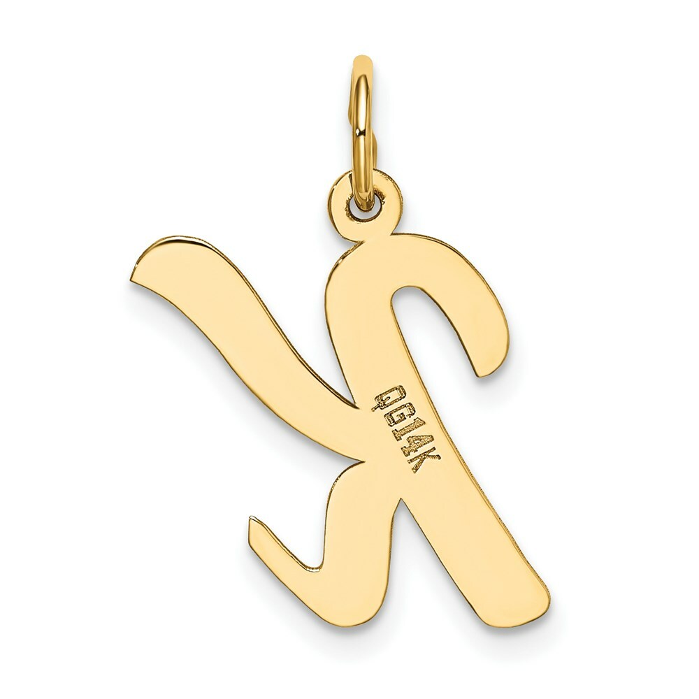 14K Yellow Gold Large Script Initial Letter K Charm Pendant