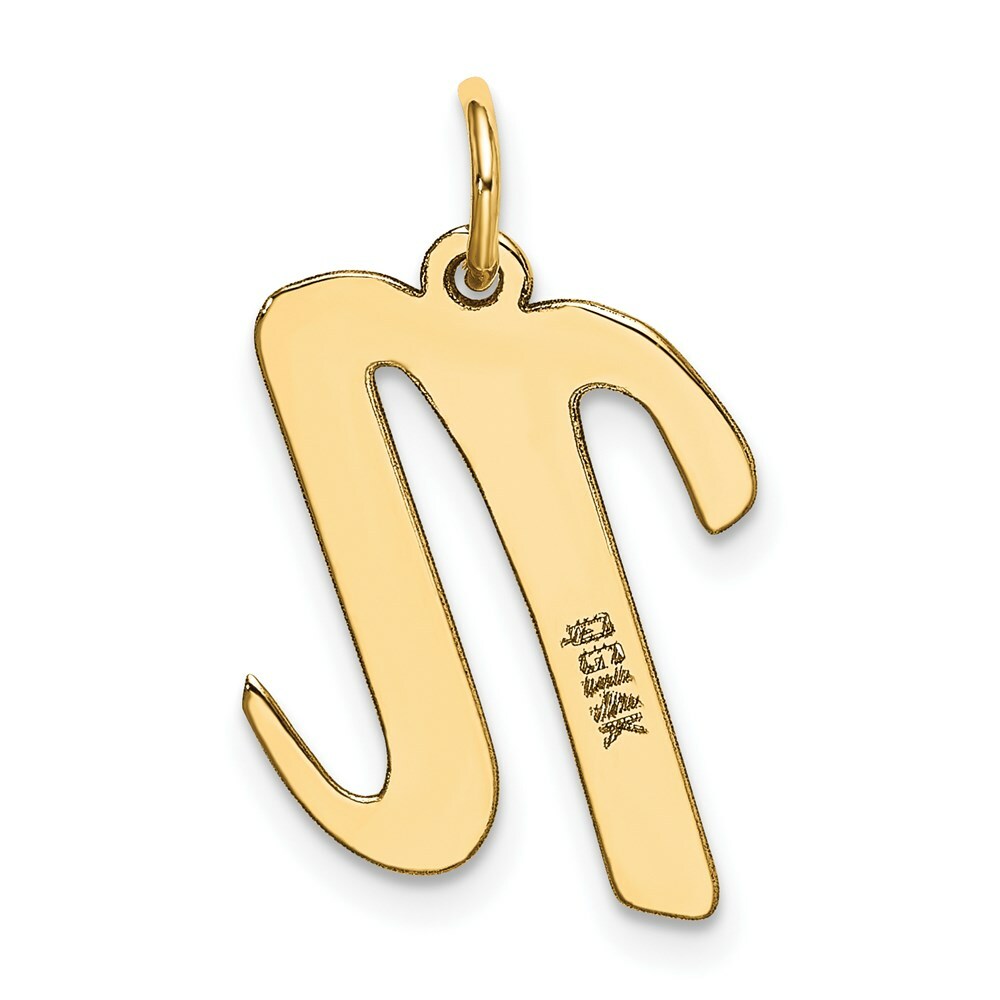 14K Yellow Gold Large Script Initial Letter N Charm Pendant