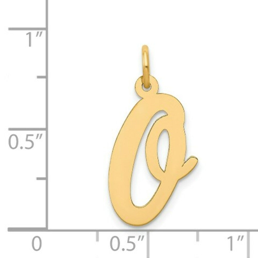 14K Yellow Gold Large Script Initial Letter O Charm Pendant