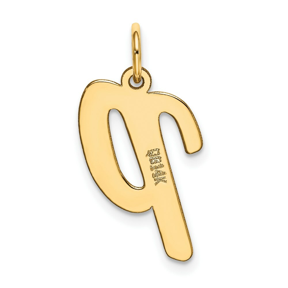 14K Yellow Gold Large Script Initial Letter P Charm Pendant