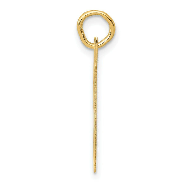 14K Yellow Gold Large Script Initial Letter T Charm Pendant