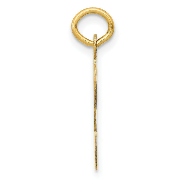 14K Yellow Gold Large Script Initial Letter V Charm Pendant