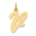 Load image into Gallery viewer, 14K Yellow Gold Large Script Initial Letter V Charm Pendant
