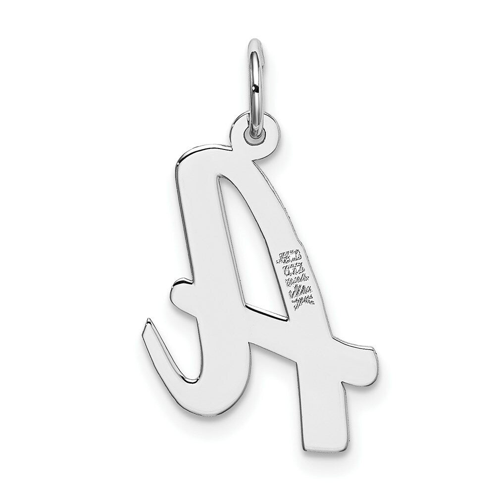 14K White Gold Large Script Initial Letter A Charm Pendant