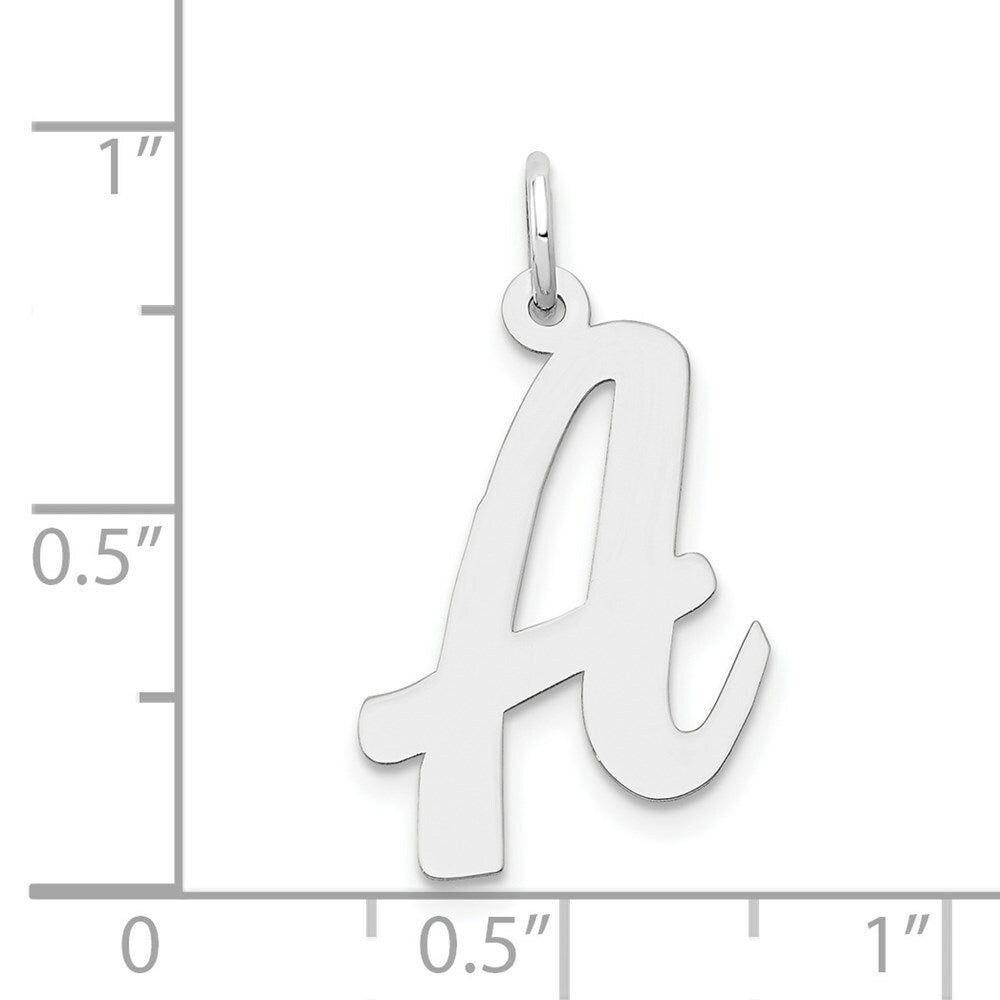 14K White Gold Large Script Initial Letter A Charm Pendant