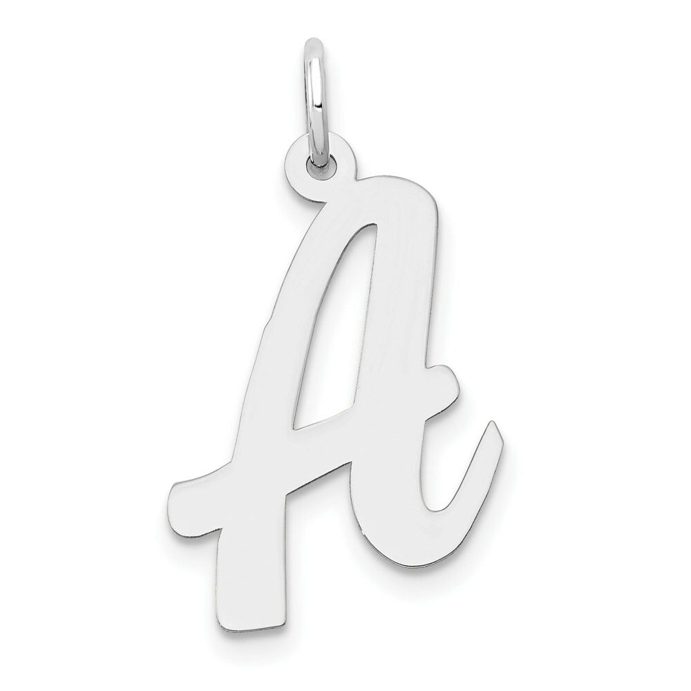 14K White Gold Large Script Initial Letter A Charm Pendant