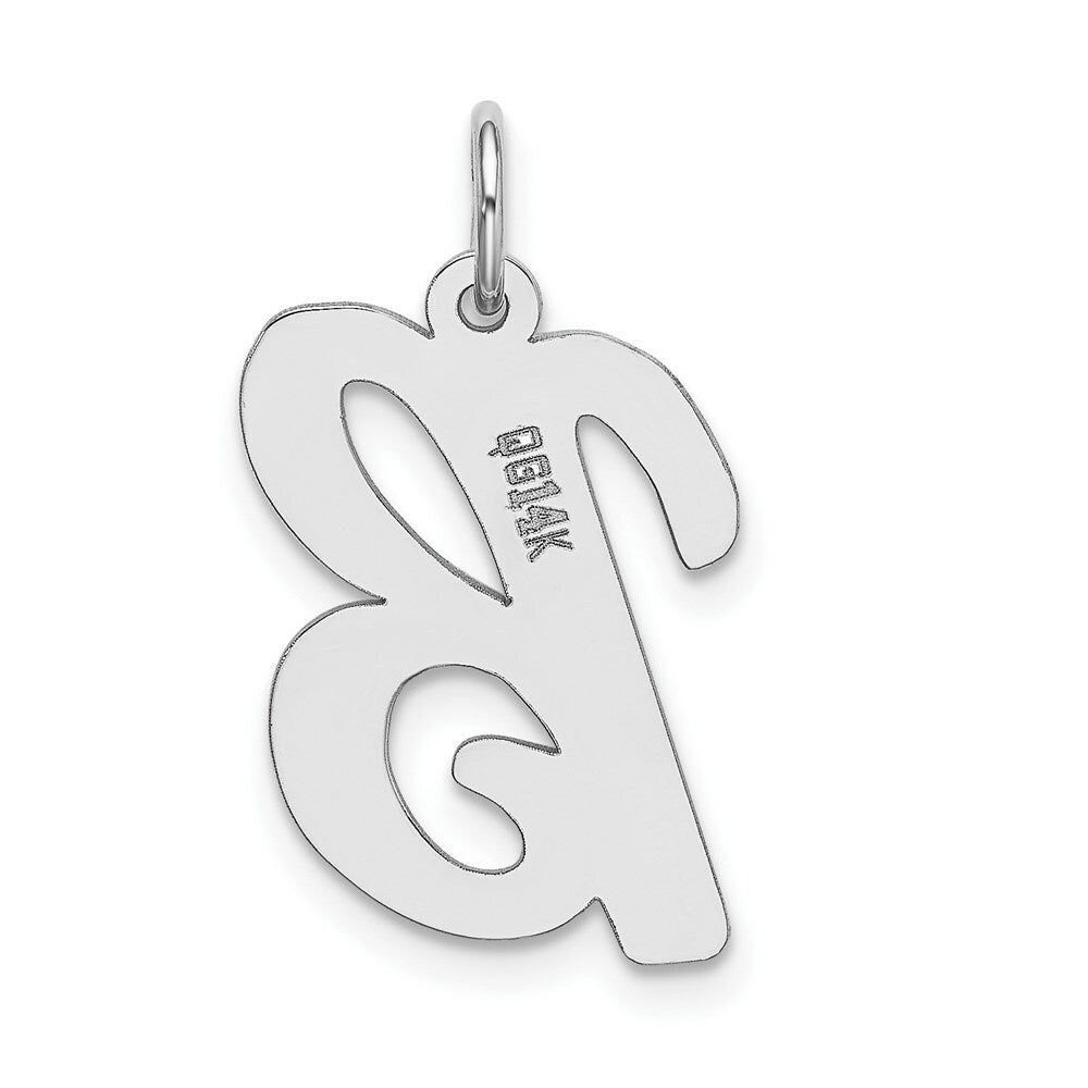 14K White Gold Large Script Initial Letter B Charm Pendant
