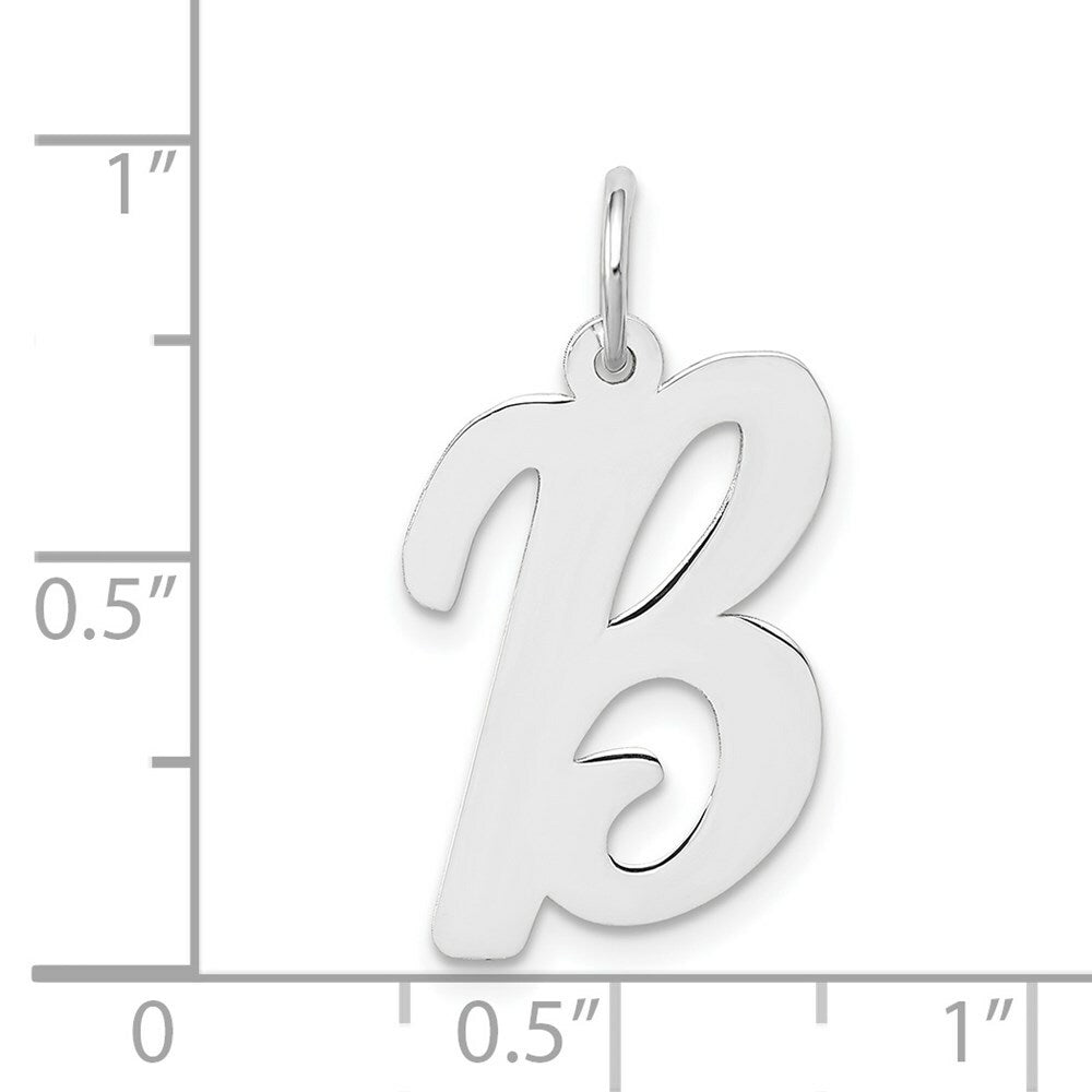 14K White Gold Large Script Initial Letter B Charm Pendant