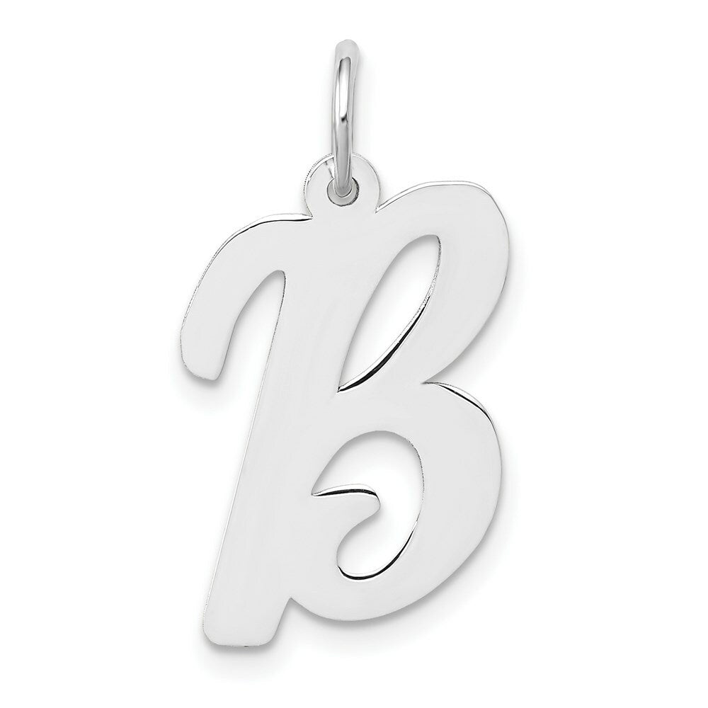 14K White Gold Large Script Initial Letter B Charm Pendant