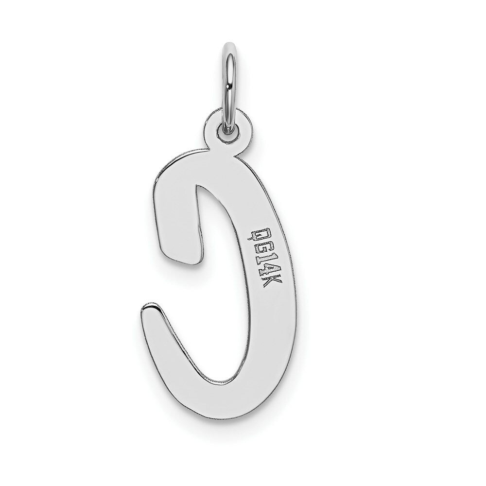 14K White Gold Large Script Initial Letter C Charm Pendant