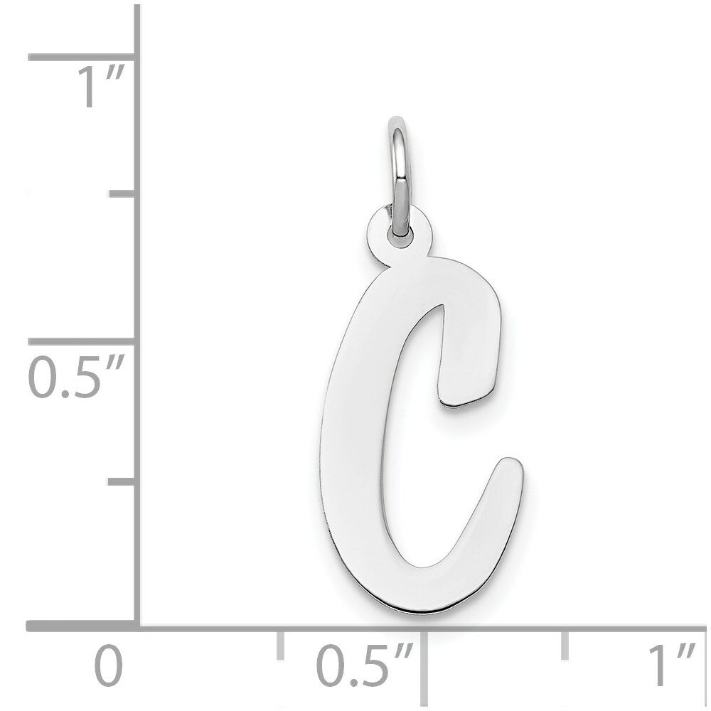 14K White Gold Large Script Initial Letter C Charm Pendant