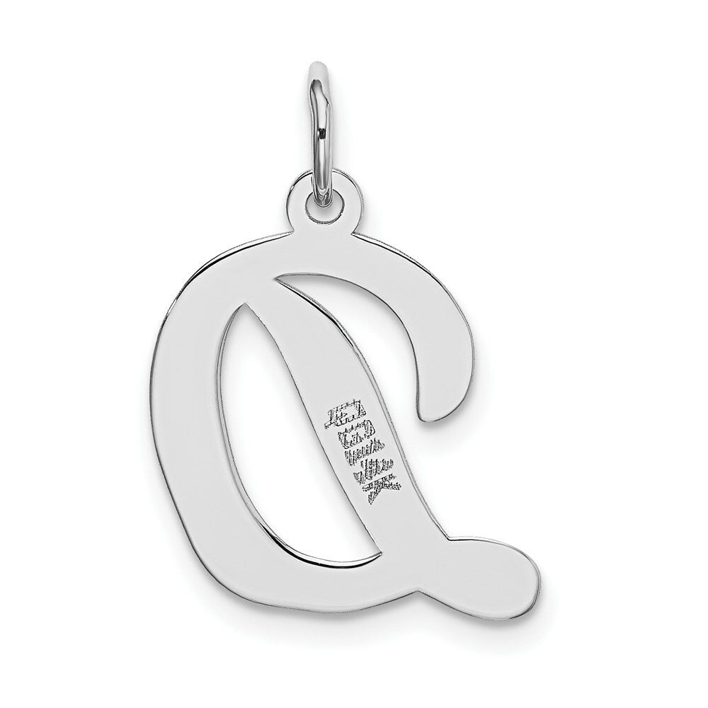 14K White Gold Large Script Initial Letter D Charm Pendant