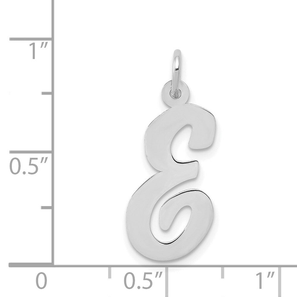 14K White Gold Large Script Initial Letter E Charm Pendant