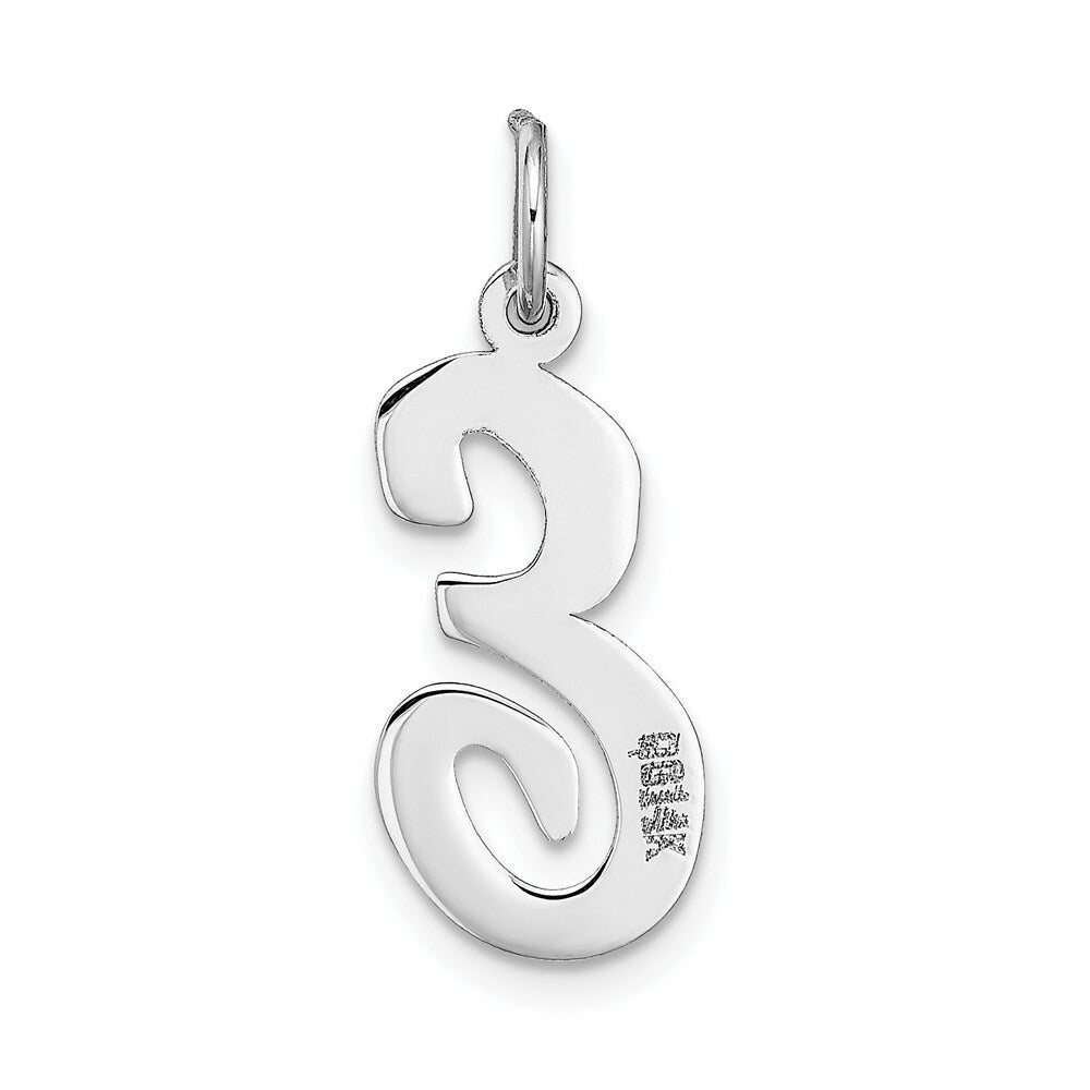 14K White Gold Large Script Initial Letter E Charm Pendant