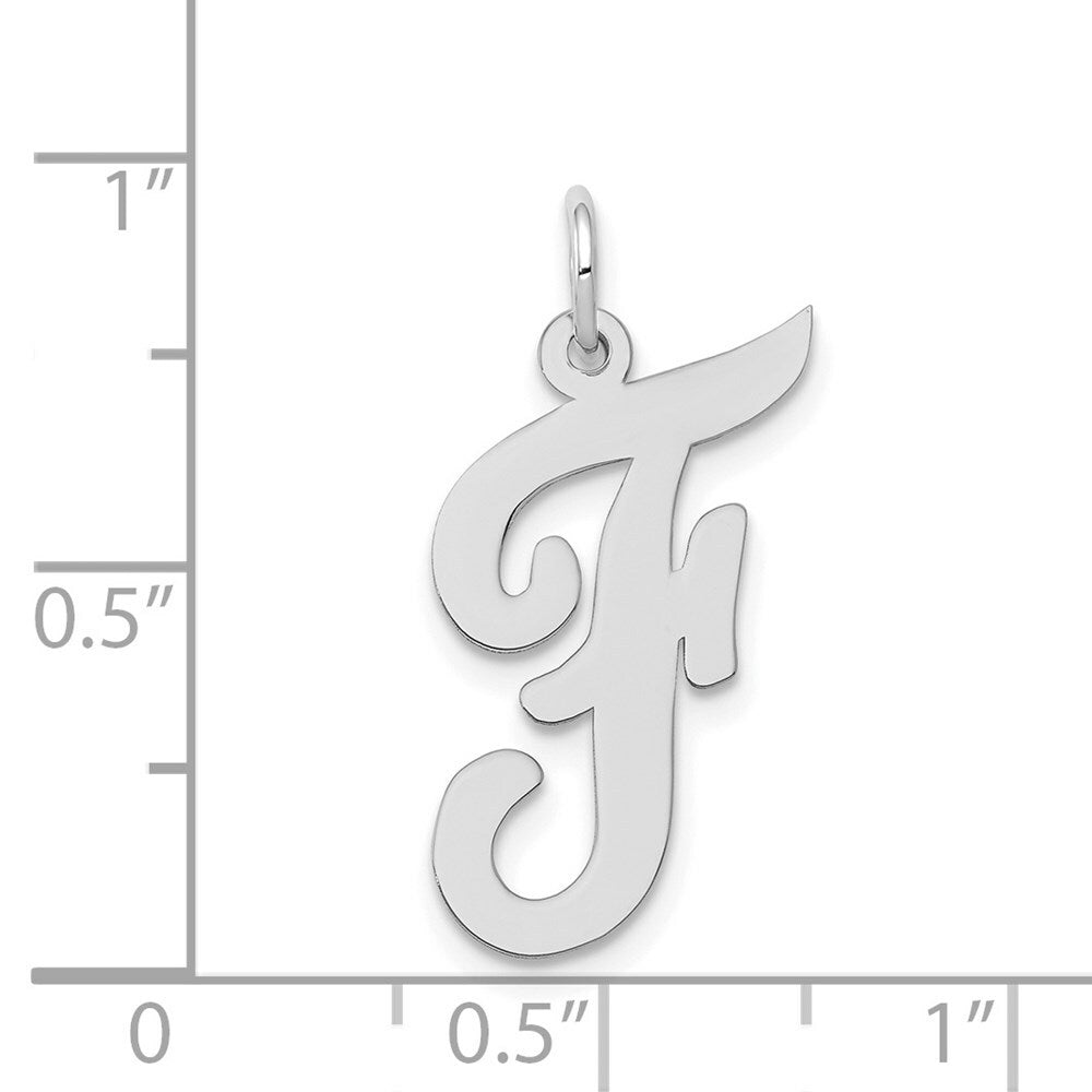14K White Gold Large Script Initial Letter F Charm Pendant