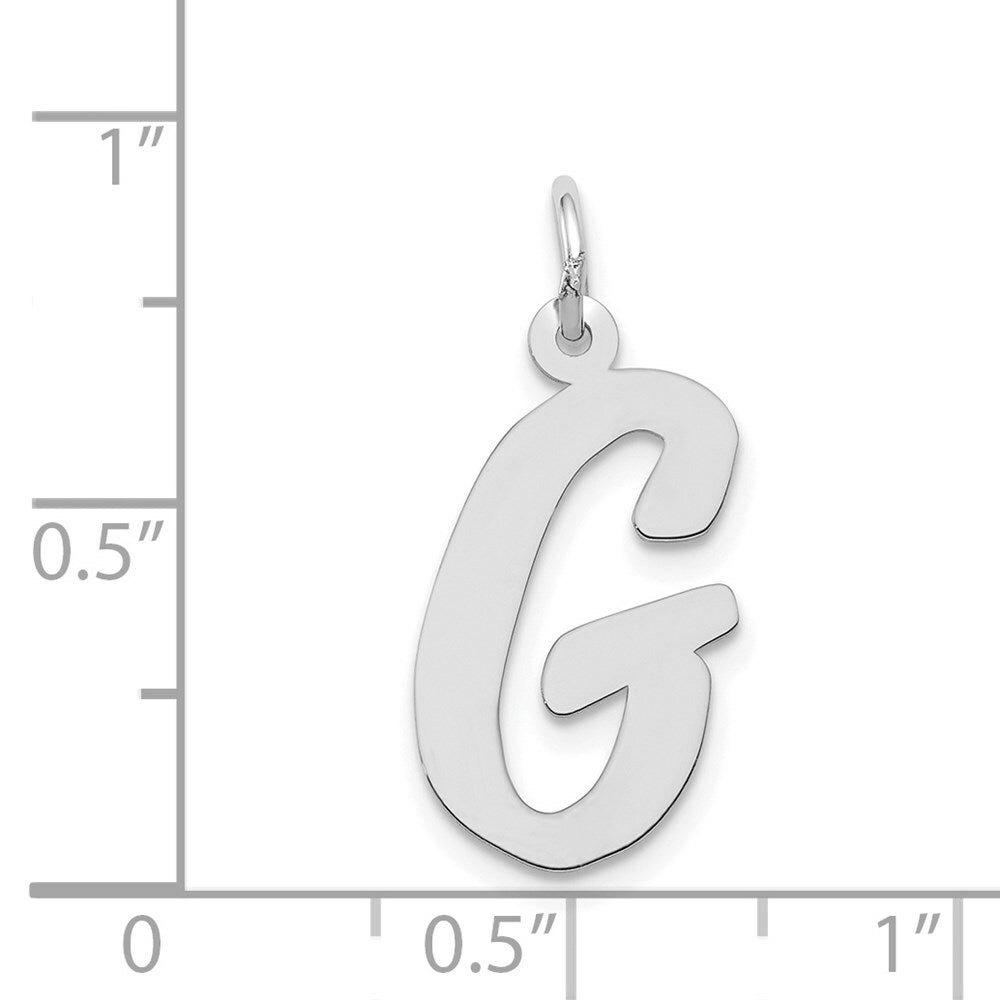 14K White Gold Large Script Initial Letter G Charm Pendant