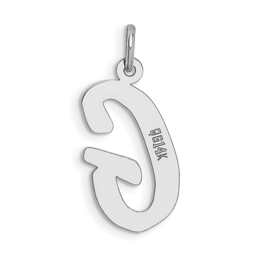 14K White Gold Large Script Initial Letter G Charm Pendant