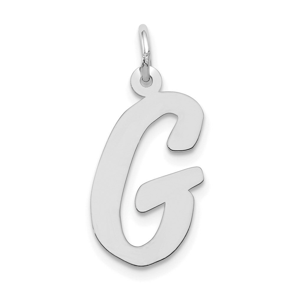 14K White Gold Large Script Initial Letter G Charm Pendant