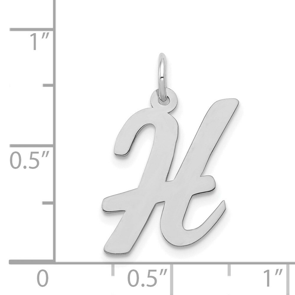 14K White Gold Large Script Initial Letter H Charm Pendant