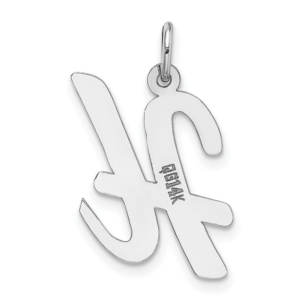 14K White Gold Large Script Initial Letter H Charm Pendant