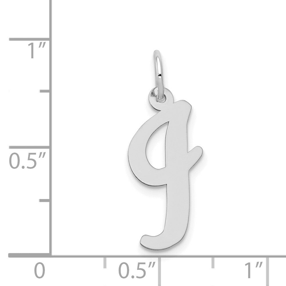 14K White Gold Large Script Initial Letter I Charm Pendant