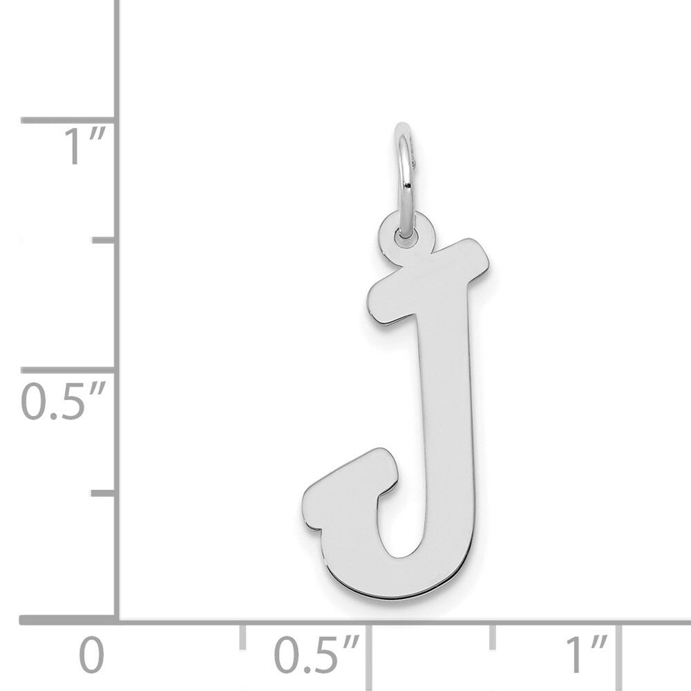 14K White Gold Large Script Initial Letter J Charm Pendant