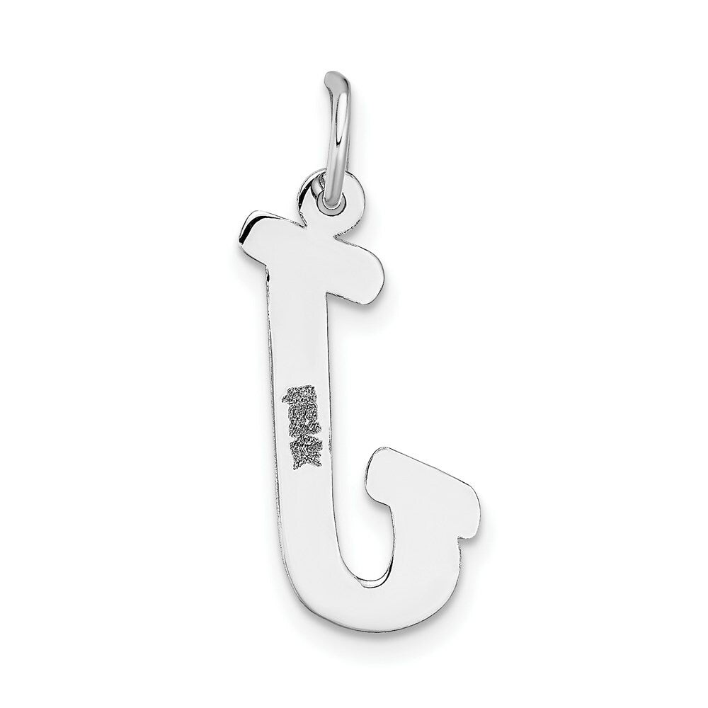 14K White Gold Large Script Initial Letter J Charm Pendant