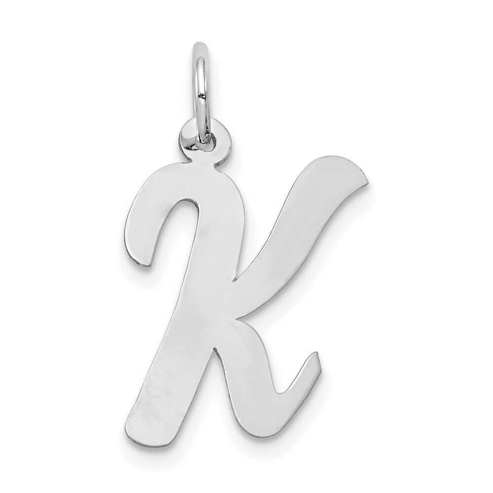 14K White Gold Large Script Initial Letter K Charm Pendant