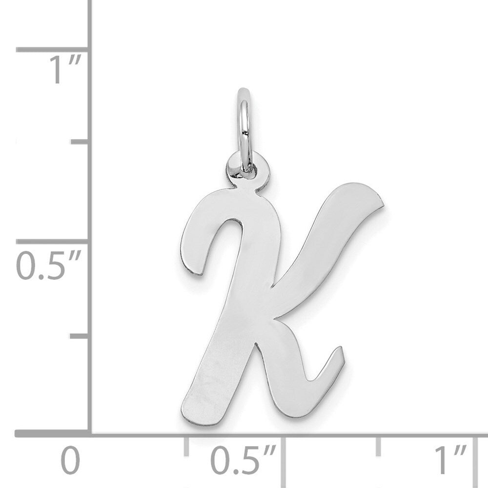 14K White Gold Large Script Initial Letter K Charm Pendant