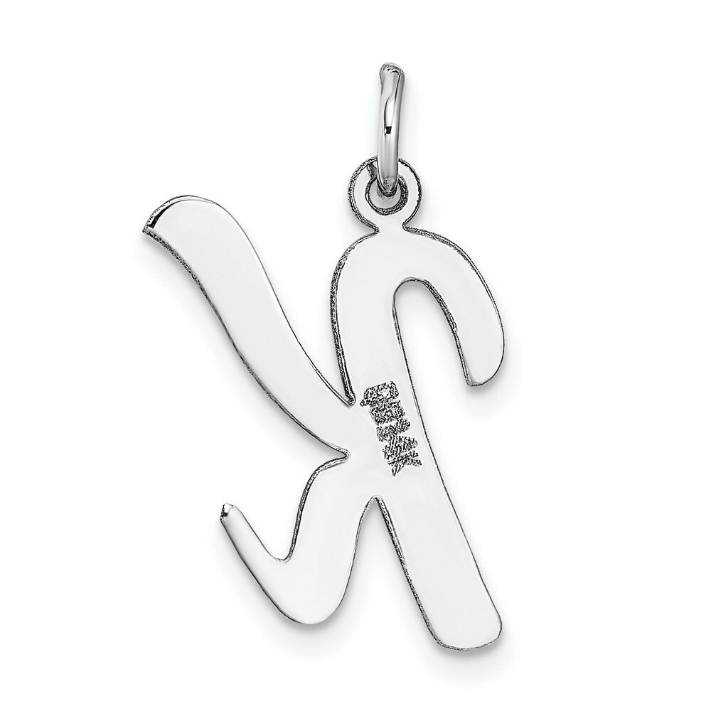 14K White Gold Large Script Initial Letter K Charm Pendant