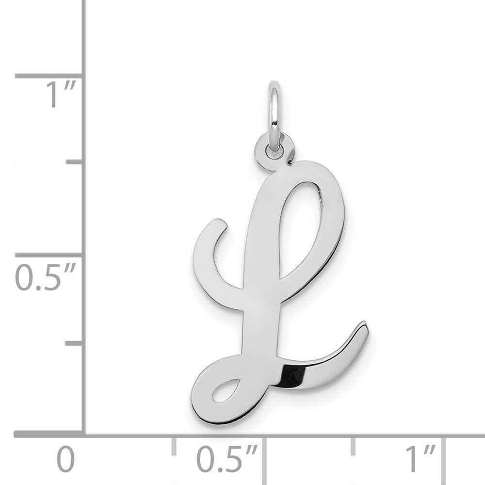 14K White Gold Large Script Initial Letter L Charm Pendant