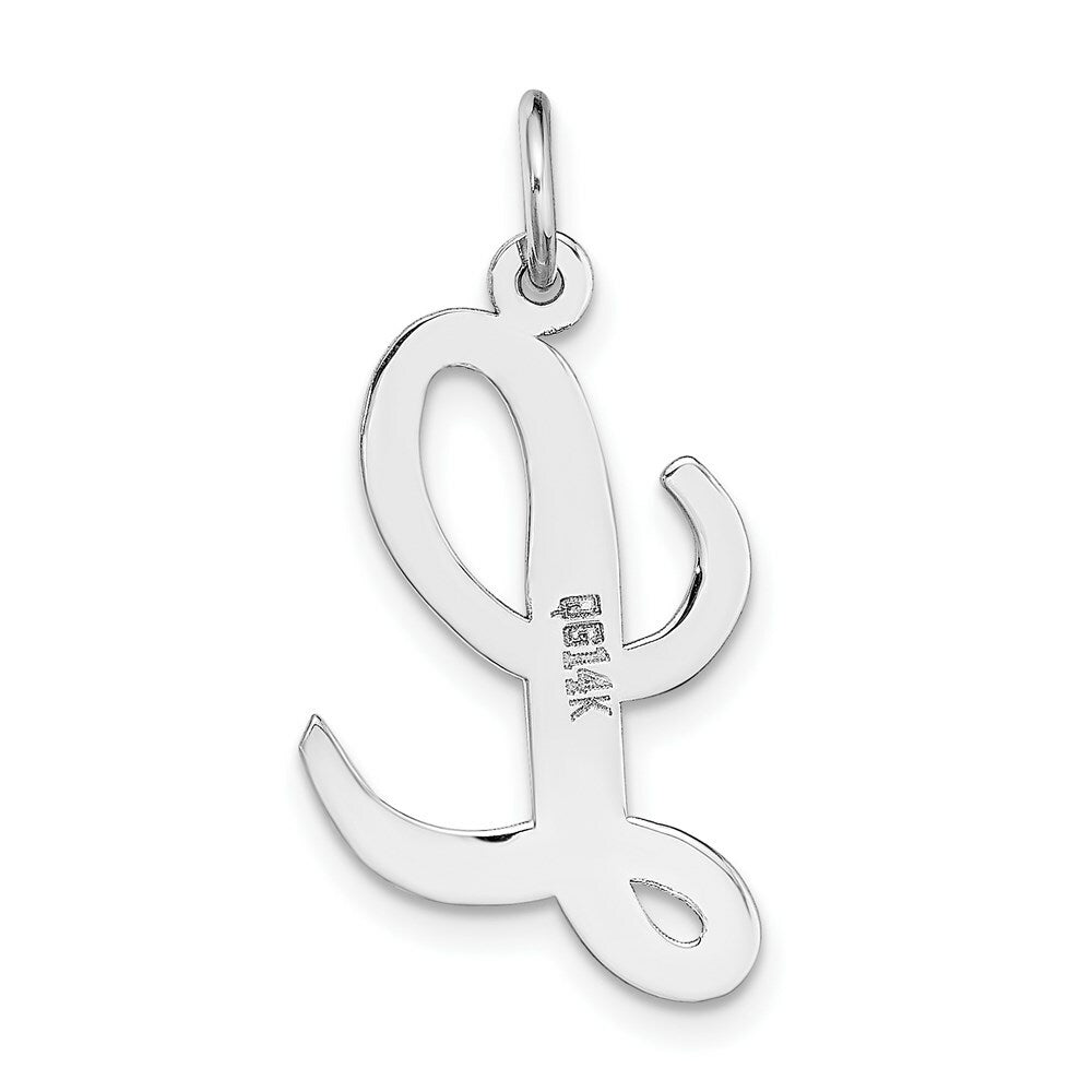 14K White Gold Large Script Initial Letter L Charm Pendant