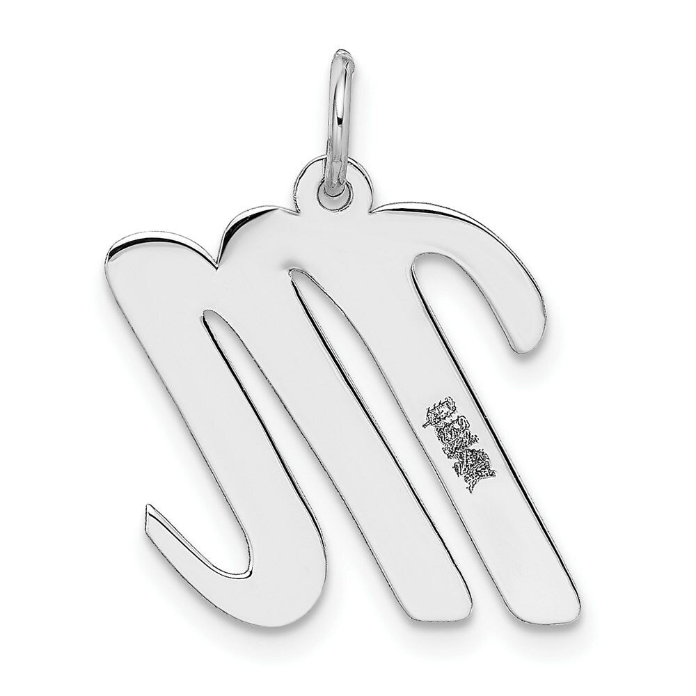 14K White Gold Large Script Initial Letter M Charm Pendant