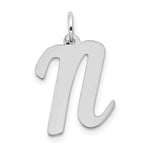 Load image into Gallery viewer, 14K White Gold Large Script Initial Letter N Charm Pendant
