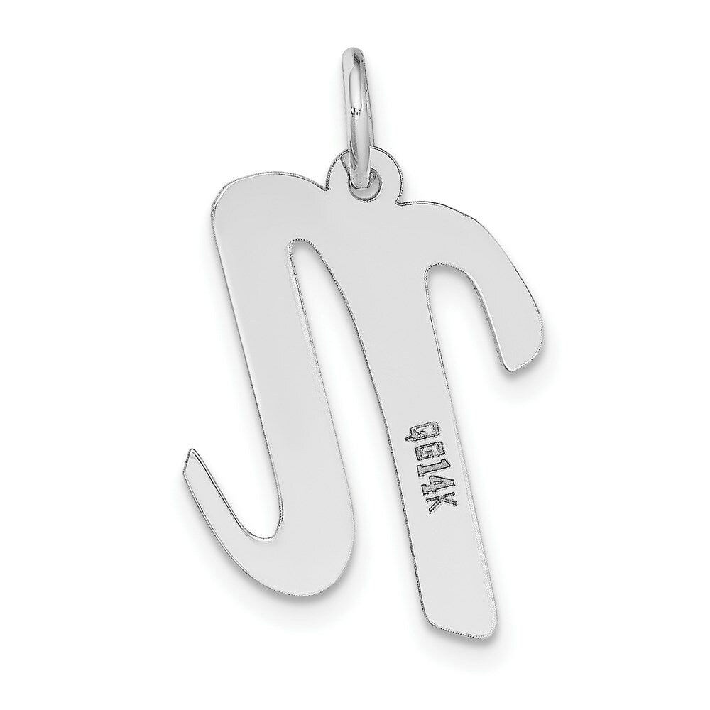 14K White Gold Large Script Initial Letter N Charm Pendant