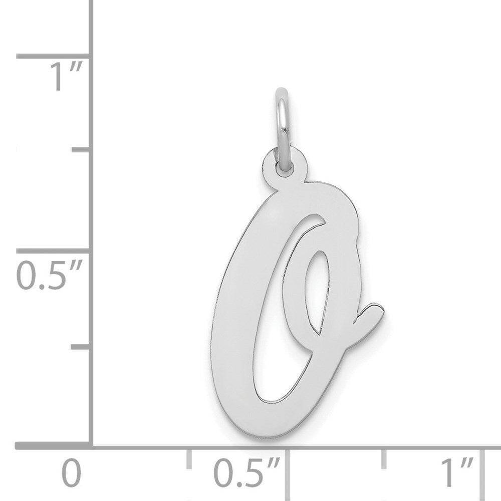 14K White Gold Large Script Initial Letter O Charm Pendant