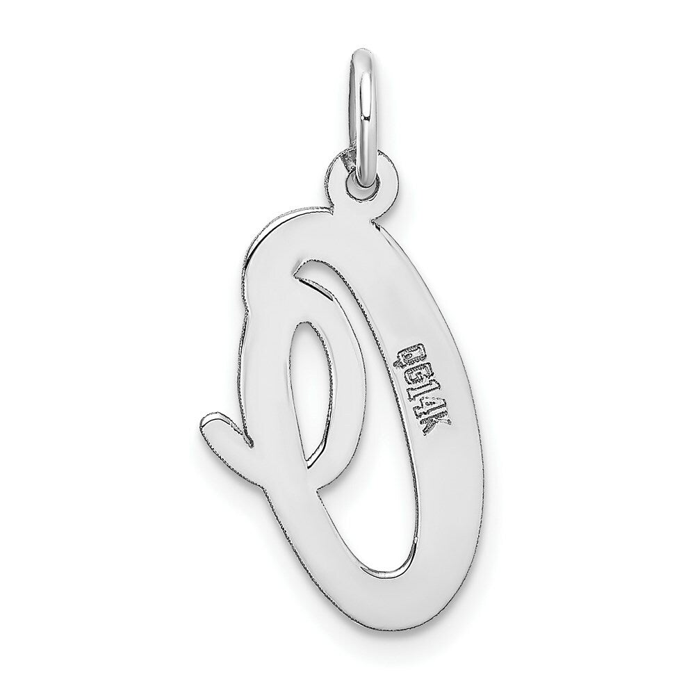 14K White Gold Large Script Initial Letter O Charm Pendant