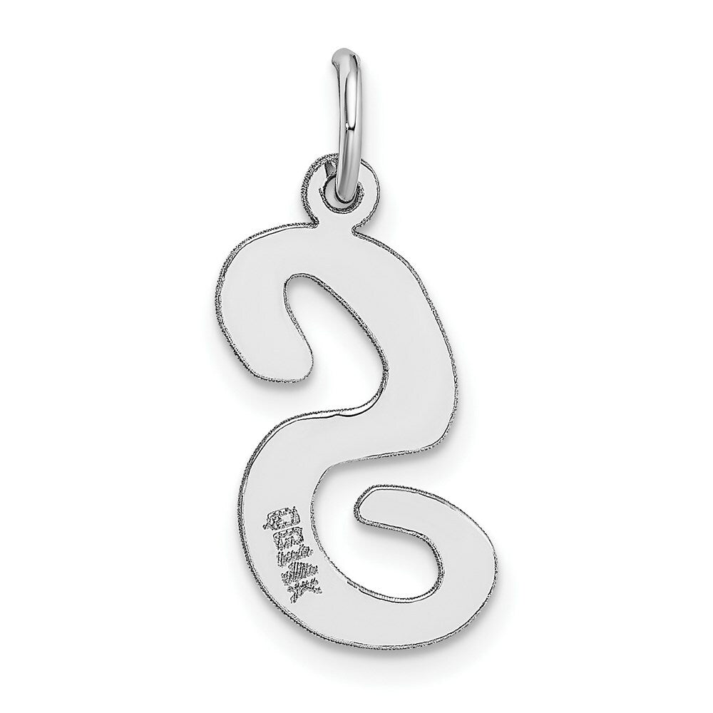 14K White Gold Large Script Initial Letter S Charm Pendant