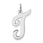 Load image into Gallery viewer, 14K White Gold Large Script Initial Letter T Charm Pendant
