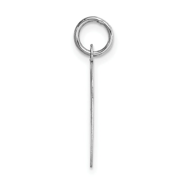 14K White Gold Large Script Initial Letter V Charm Pendant