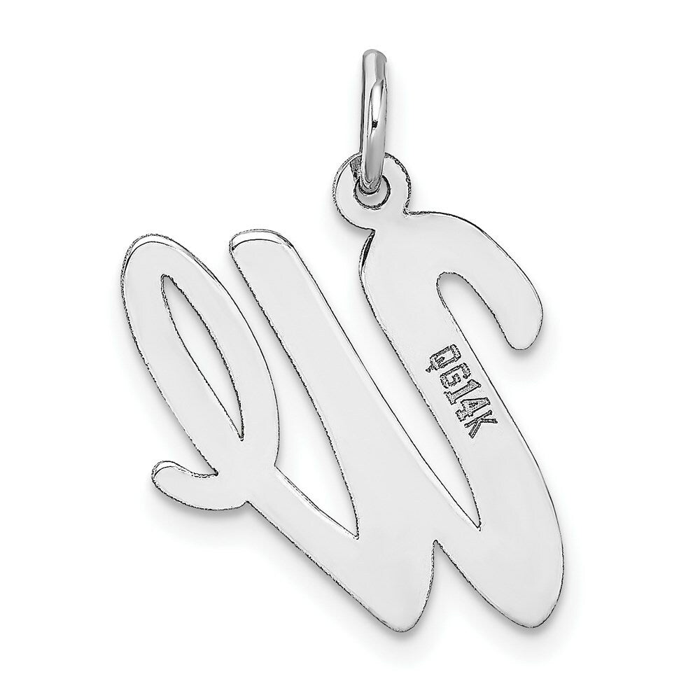 14K White Gold Large Script Initial Letter W Charm Pendant