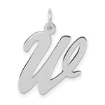Load image into Gallery viewer, 14K White Gold Large Script Initial Letter W Charm Pendant
