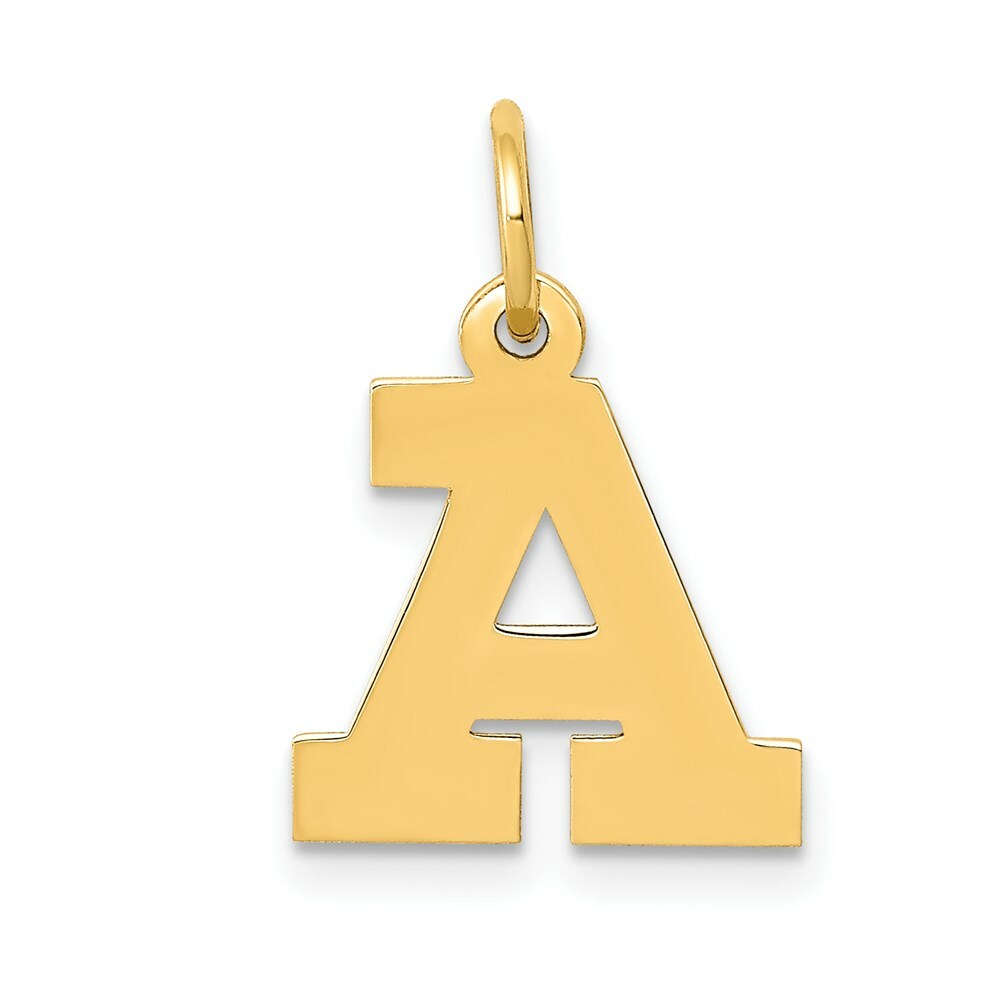 14K Yellow Gold Small Block Initial Letter A Charm Pendant