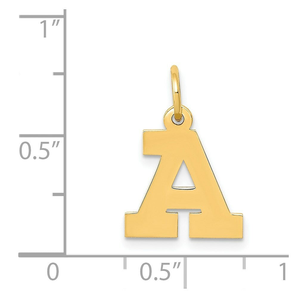14K Yellow Gold Small Block Initial Letter A Charm Pendant