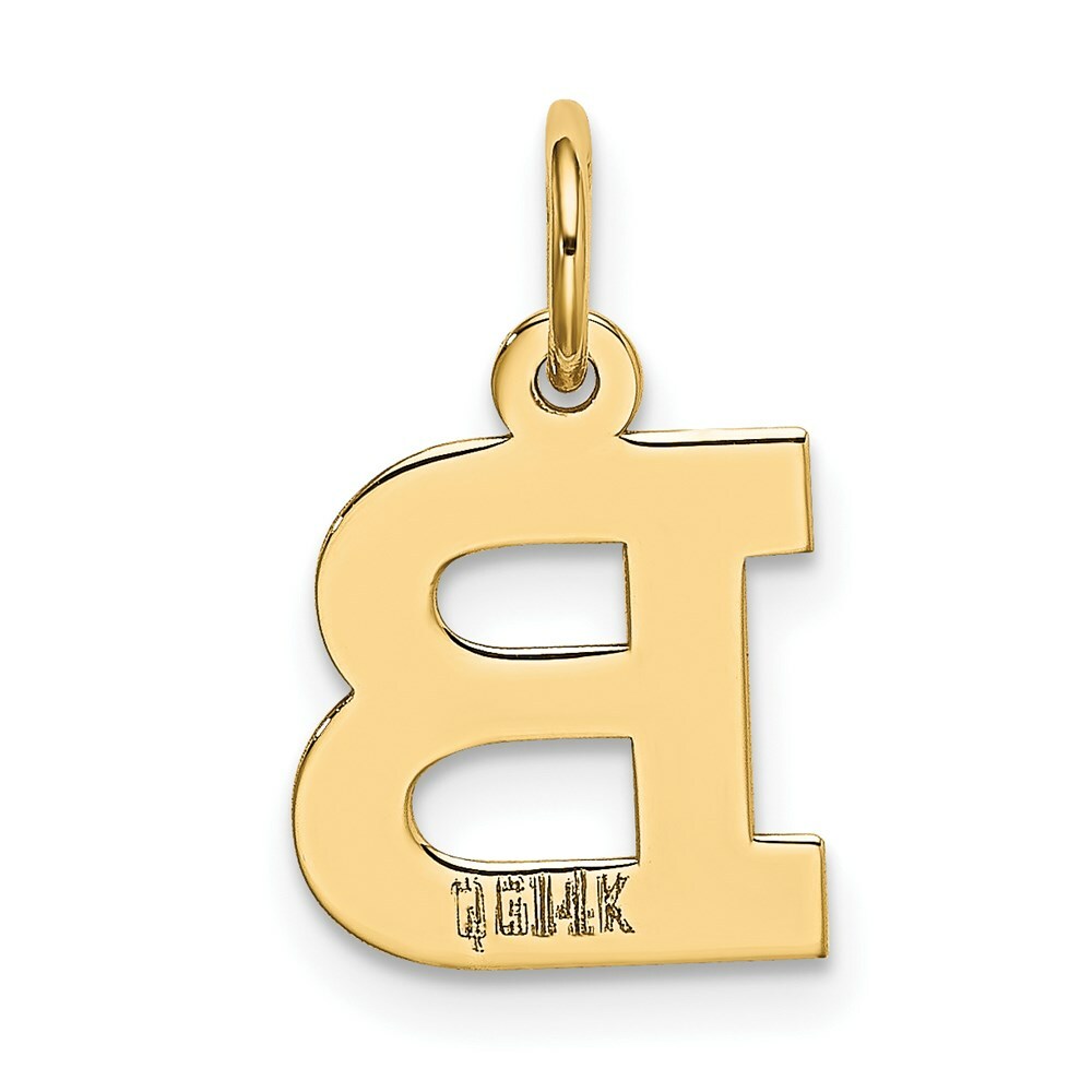 14K Yellow Gold Small Block Initial Letter B Charm Pendant