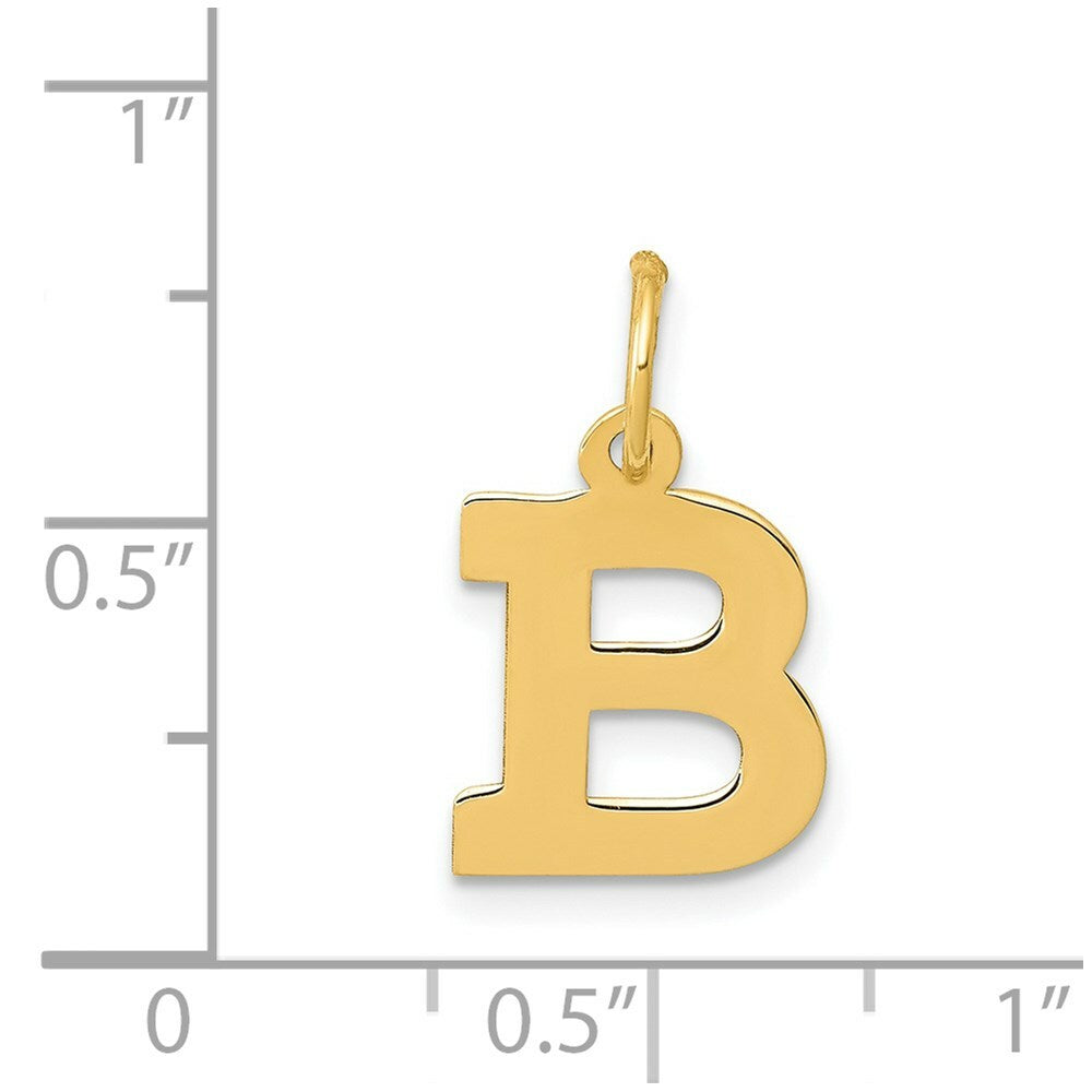 14K Yellow Gold Small Block Initial Letter B Charm Pendant