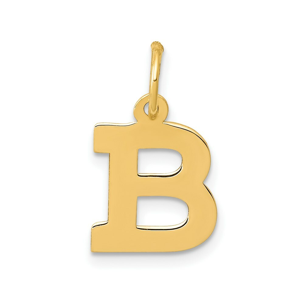14K Yellow Gold Small Block Initial Letter B Charm Pendant
