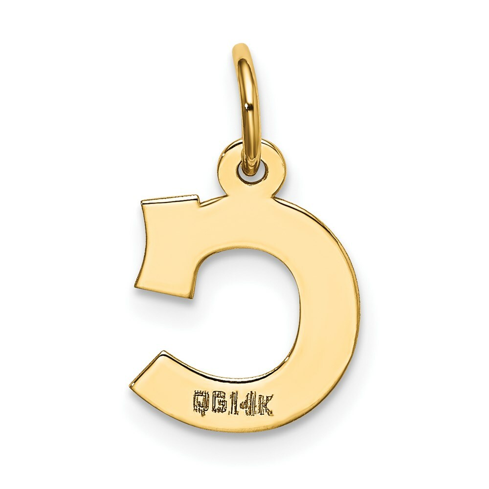 14K Yellow Gold Small Block Initial Letter C Charm Pendant